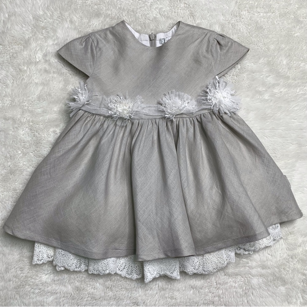 New Tutto Piccolo Baby's Gray Linen Dress Size 24 Months